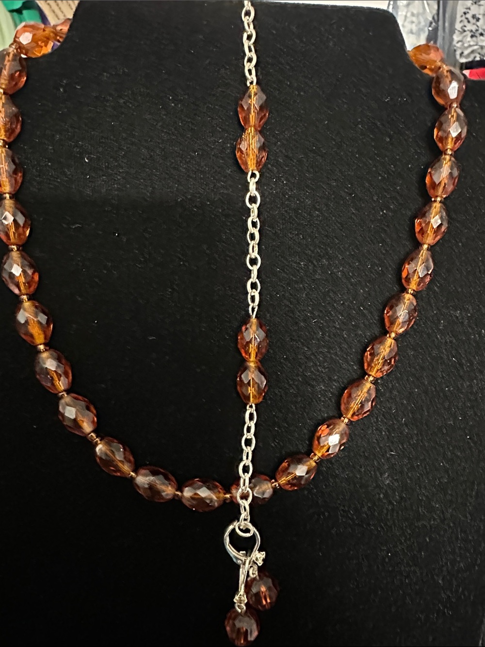 Women's Amber Bead Drop Necklace - Amber Color